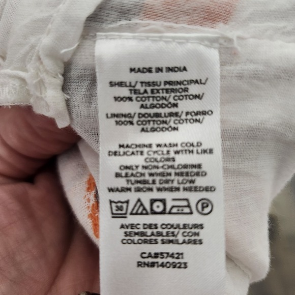 Lou & Grey Boho Tunic Dress Small White Pink Orange Tribal Print Cotton Lined - Picture 10 of 10